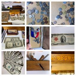 Foreign & U.S. Currency - Red & Blue Seal.  See Photos