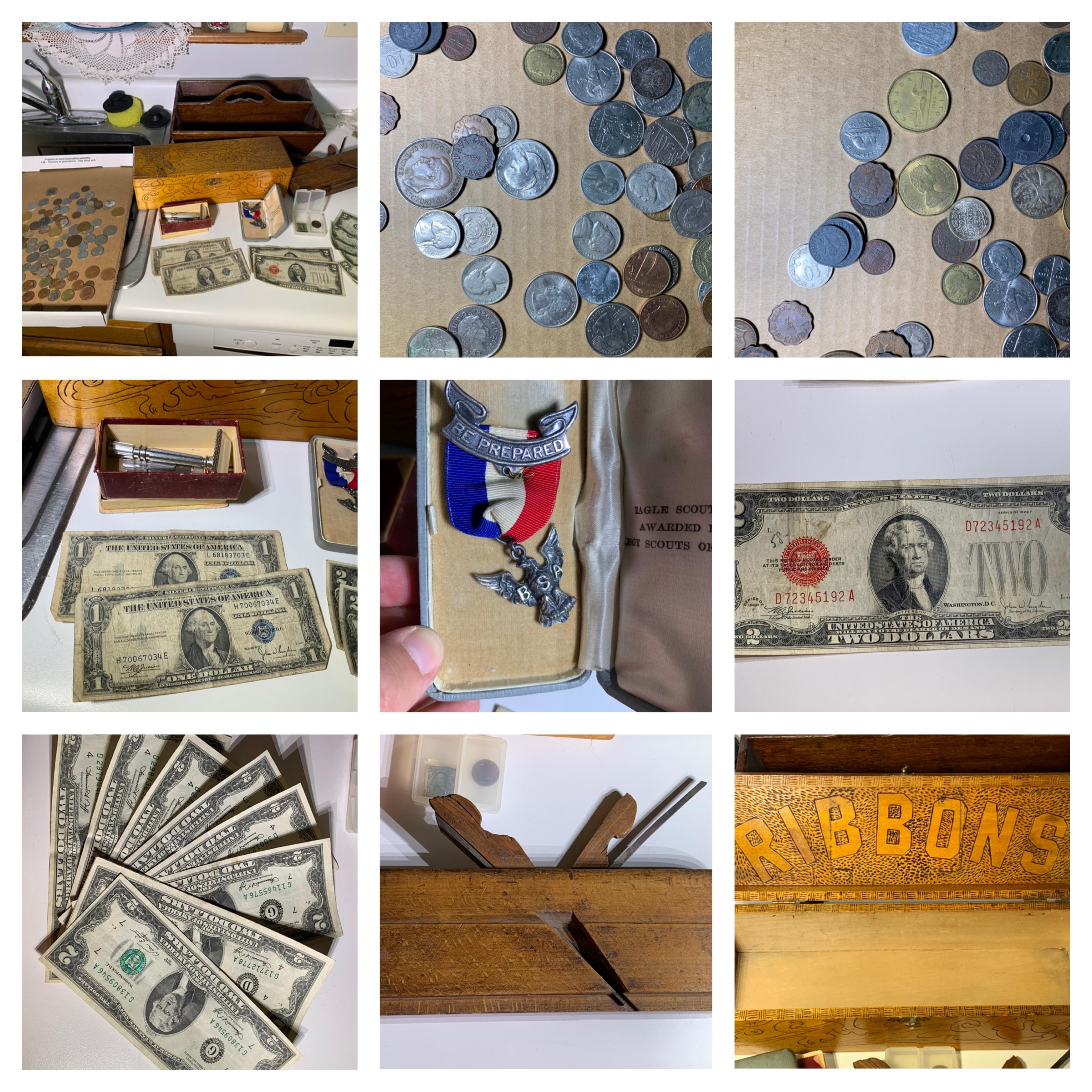 Foreign & U.S. Currency - Red & Blue Seal.  See Photos