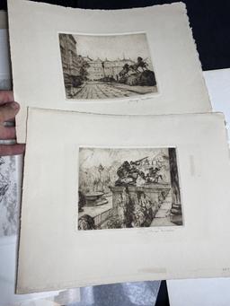 Group lot of mostly European Travel Etchings