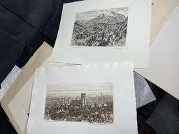 Group lot of mostly European Travel Etchings