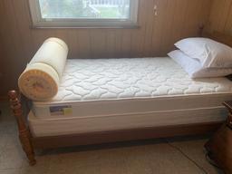 Single Bed with Mattress and Night Stand