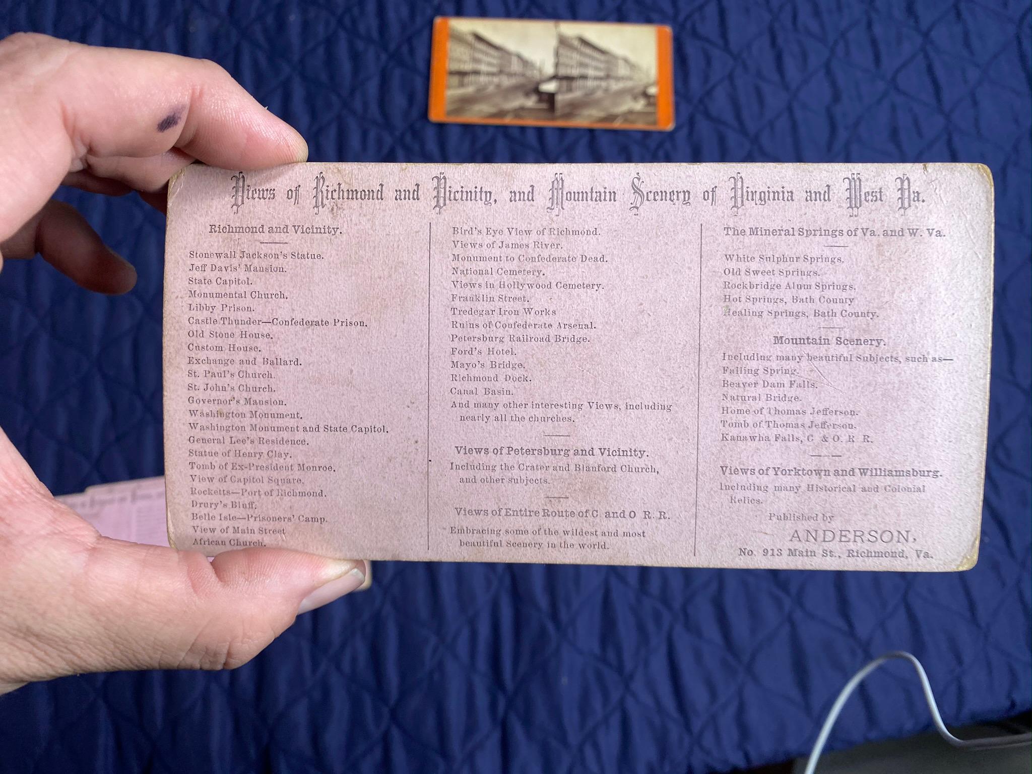 5 Richmond Va. & Surrounding Area Stereoview Cards