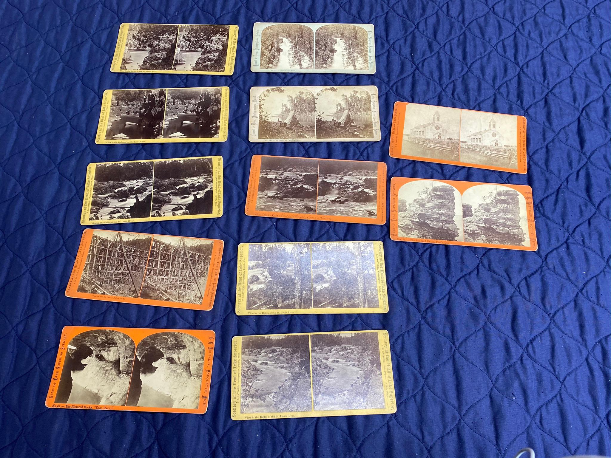 12 Stereoview Cards - Lake Superior Scenery