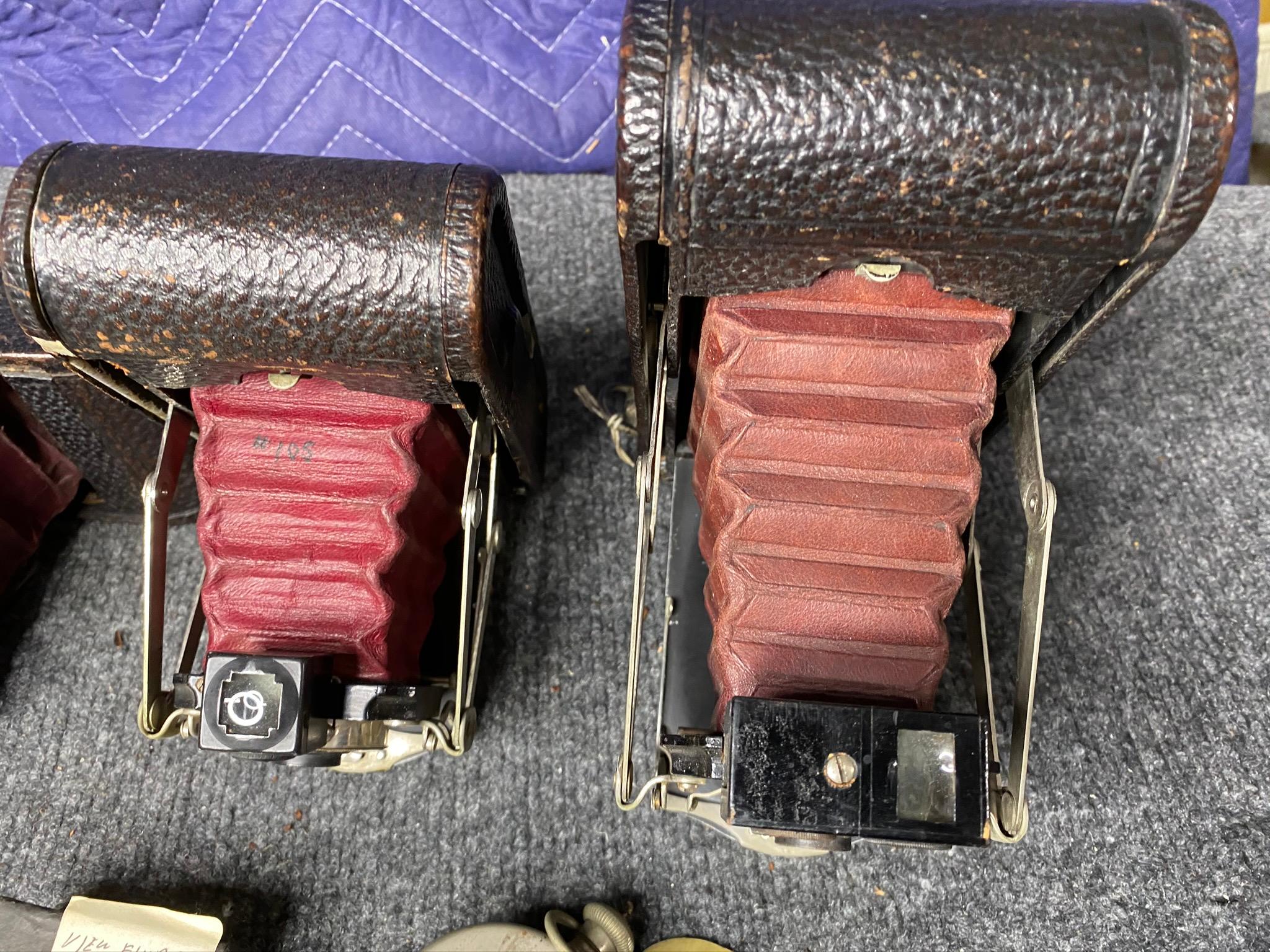 Group lot of folding cameras and accessories