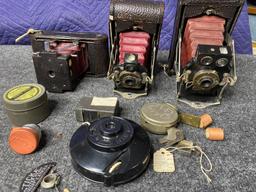 Group lot of folding cameras and accessories