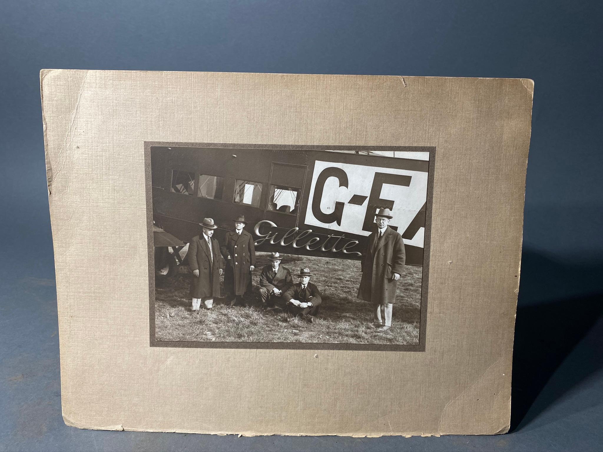 Unusual Early Photograph Gillette Aircraft and Executives