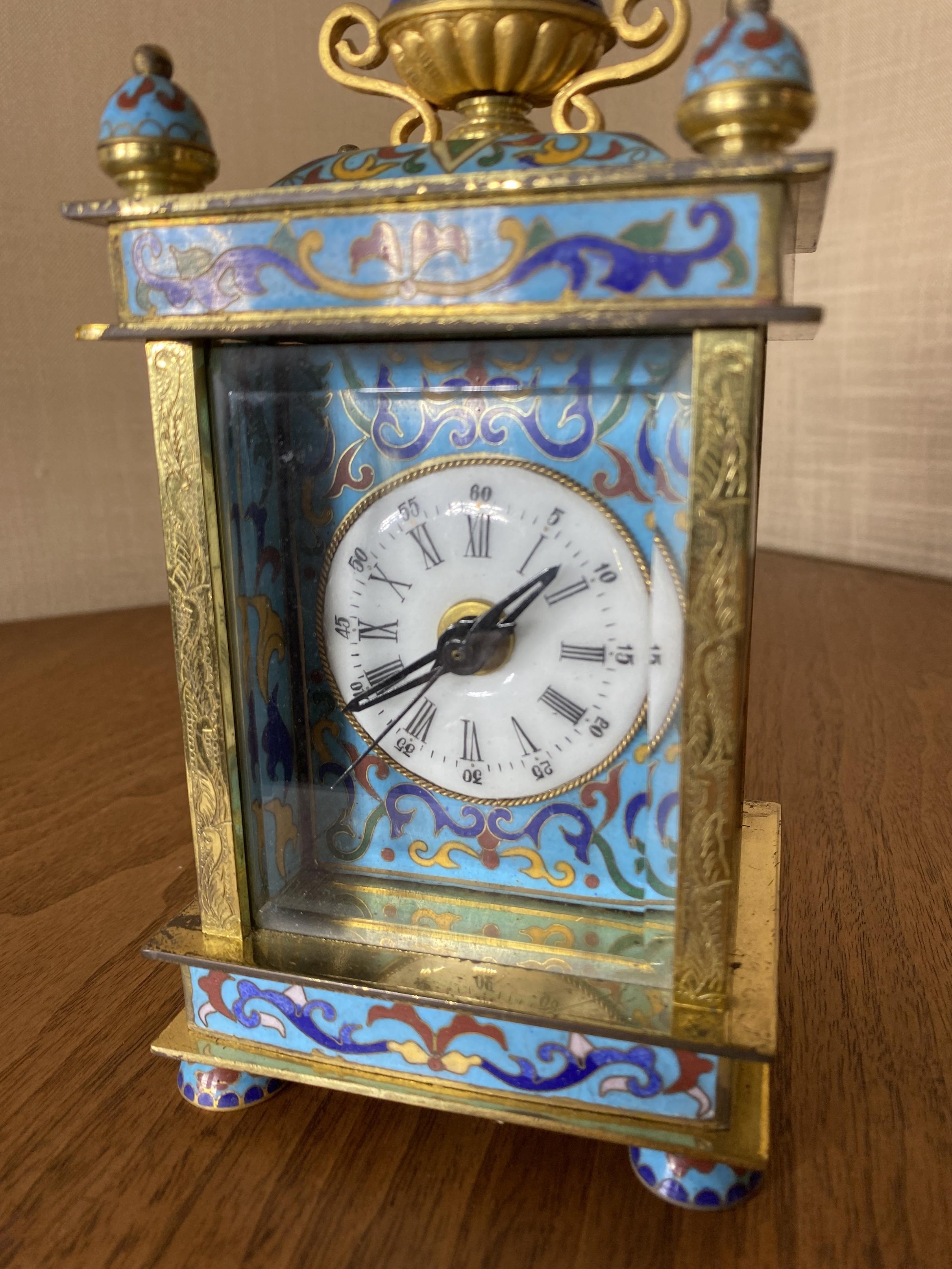 Vintage Enamel Chinese Carriage Clock