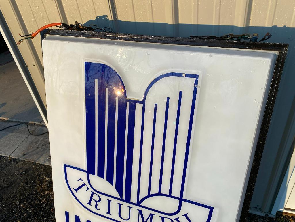Rare Triumph Double Sided Illuminated Dealership Sign