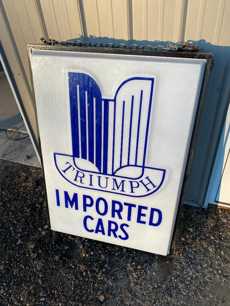 Rare Triumph Double Sided Illuminated Dealership Sign