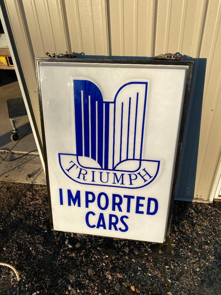 Rare Triumph Double Sided Illuminated Dealership Sign