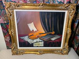 Oil on Canvas Signed Framed "Violin"