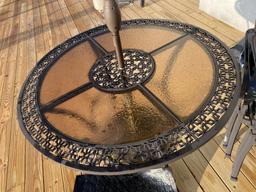 Patio Table, Chairs, Umbrella