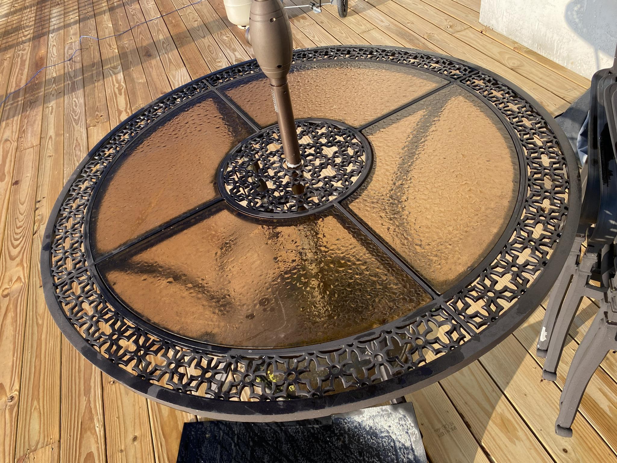 Patio Table, Chairs, Umbrella
