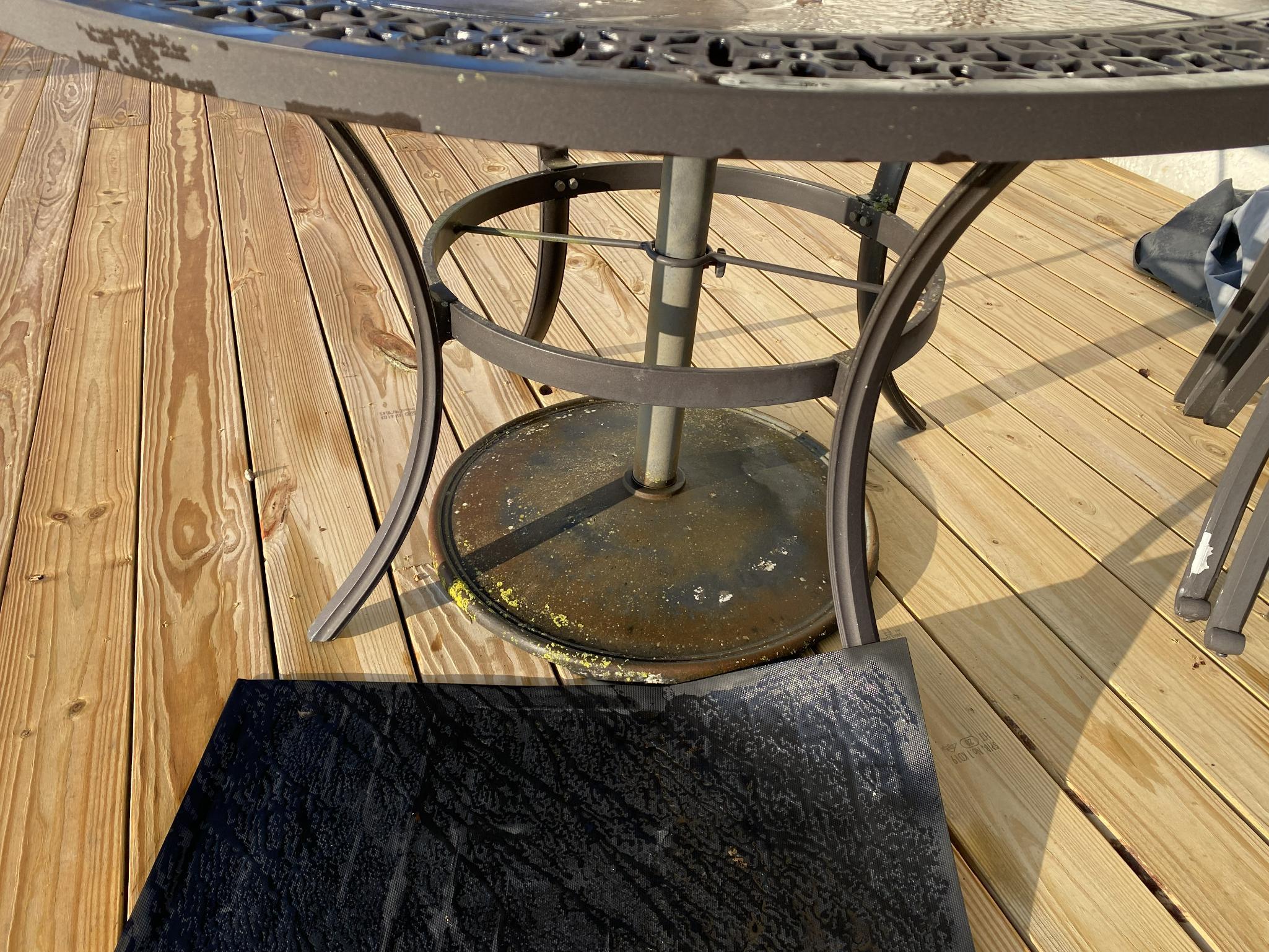 Patio Table, Chairs, Umbrella