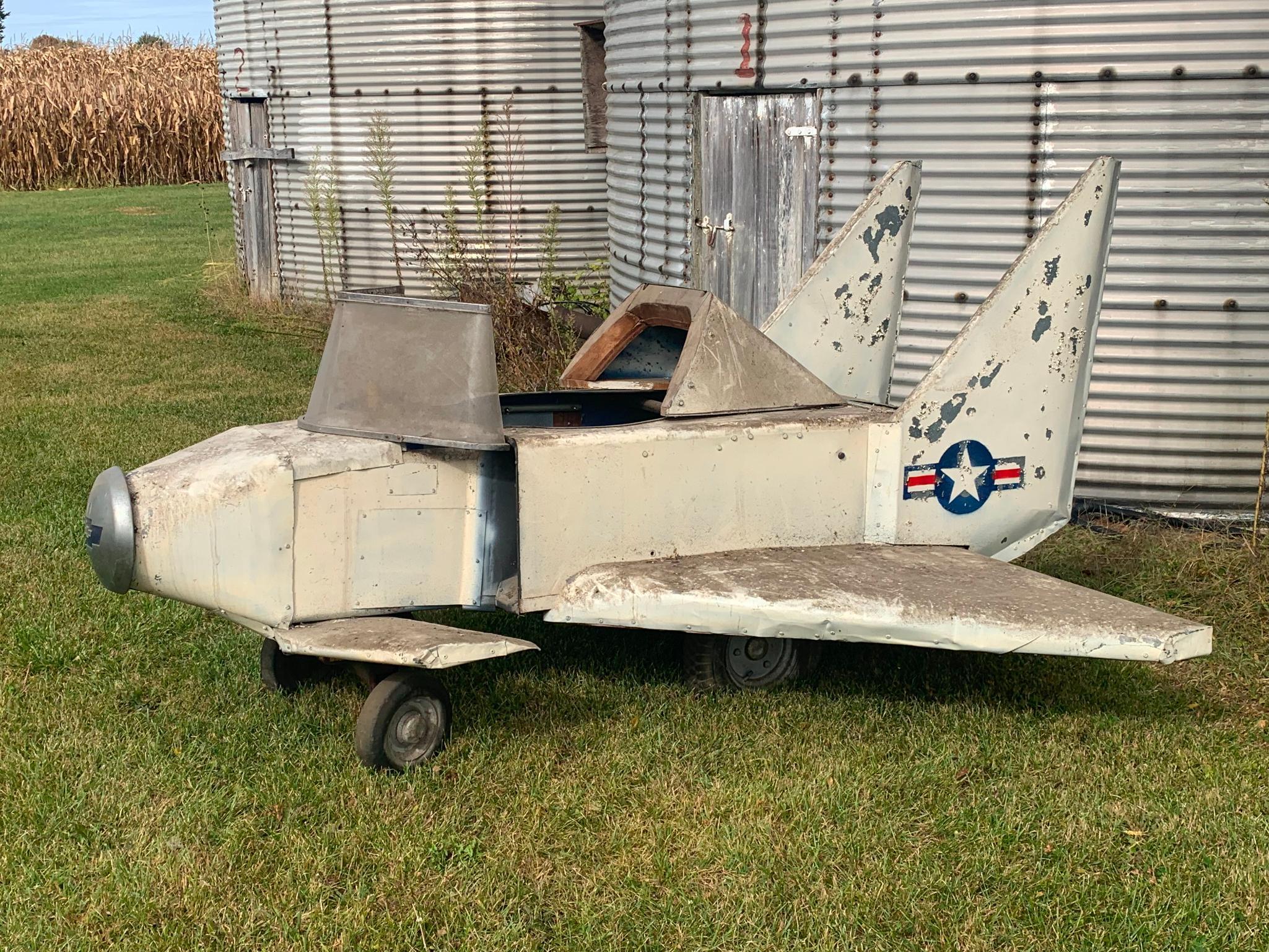 Home Built Fighter Plane by an Air Force Flight Instructor Positioned on a Lawn Mower Frame