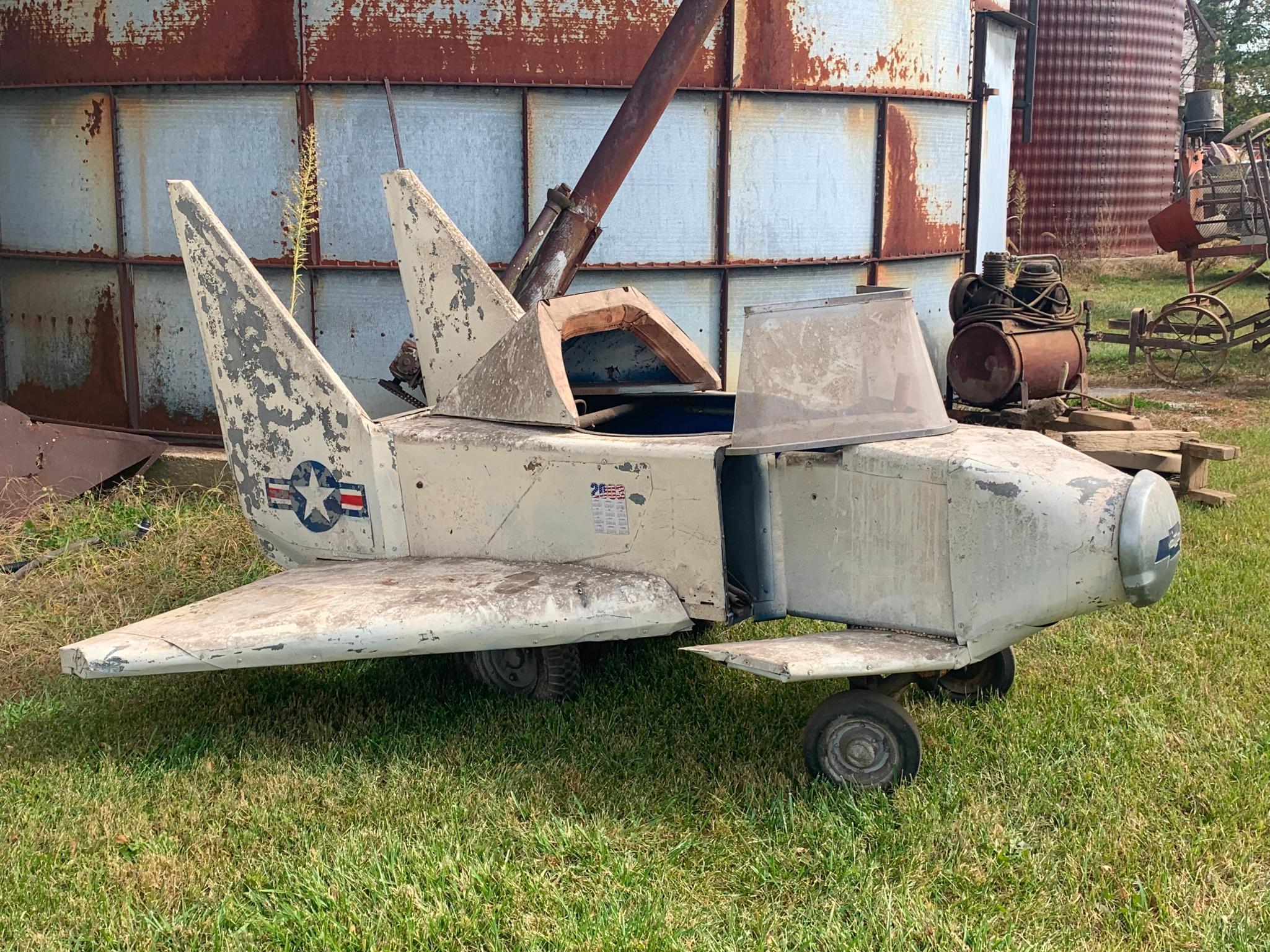 Home Built Fighter Plane by an Air Force Flight Instructor Positioned on a Lawn Mower Frame
