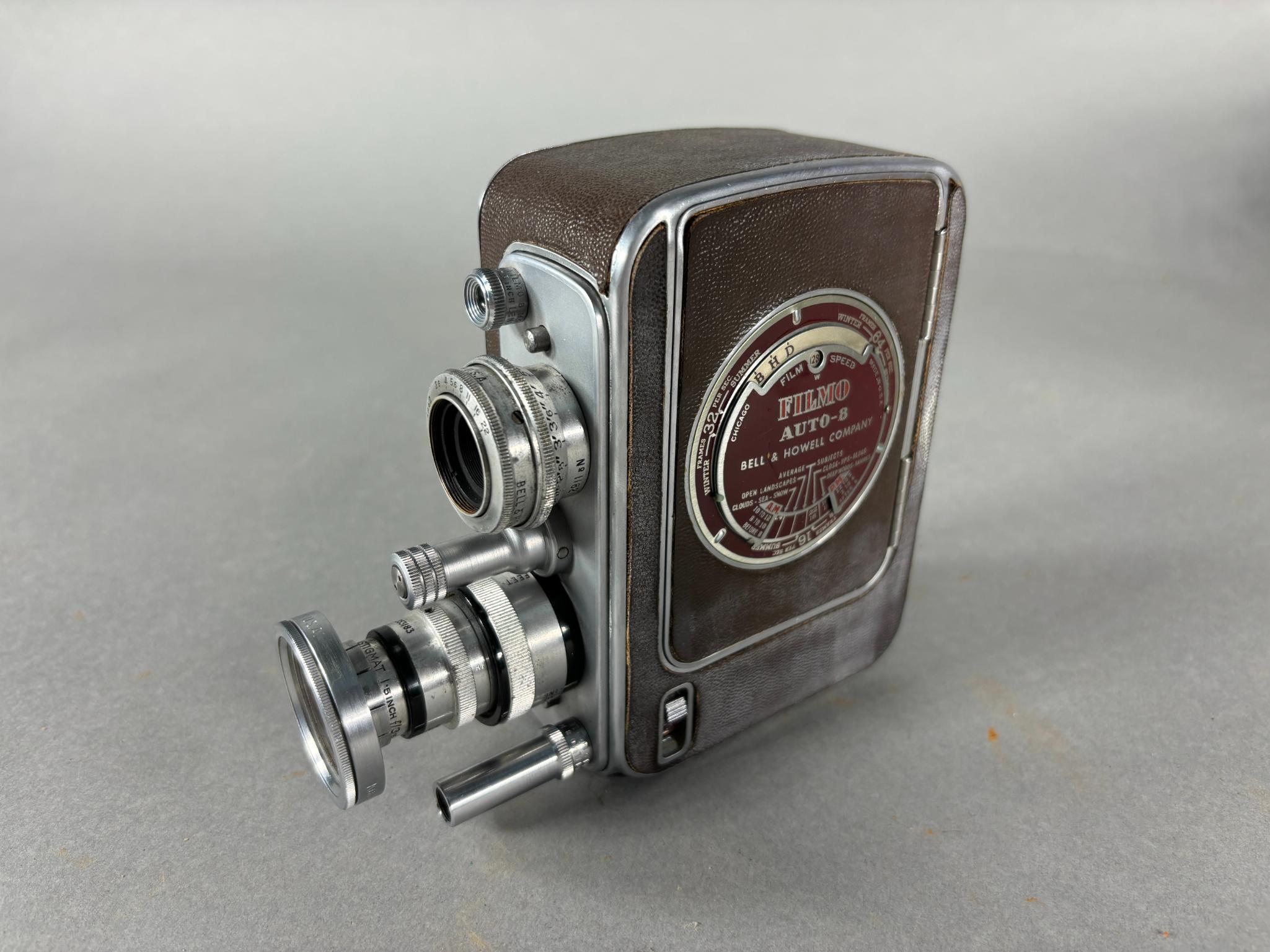 Vintage Filmo Auto 8 Movie Camera with Accessories