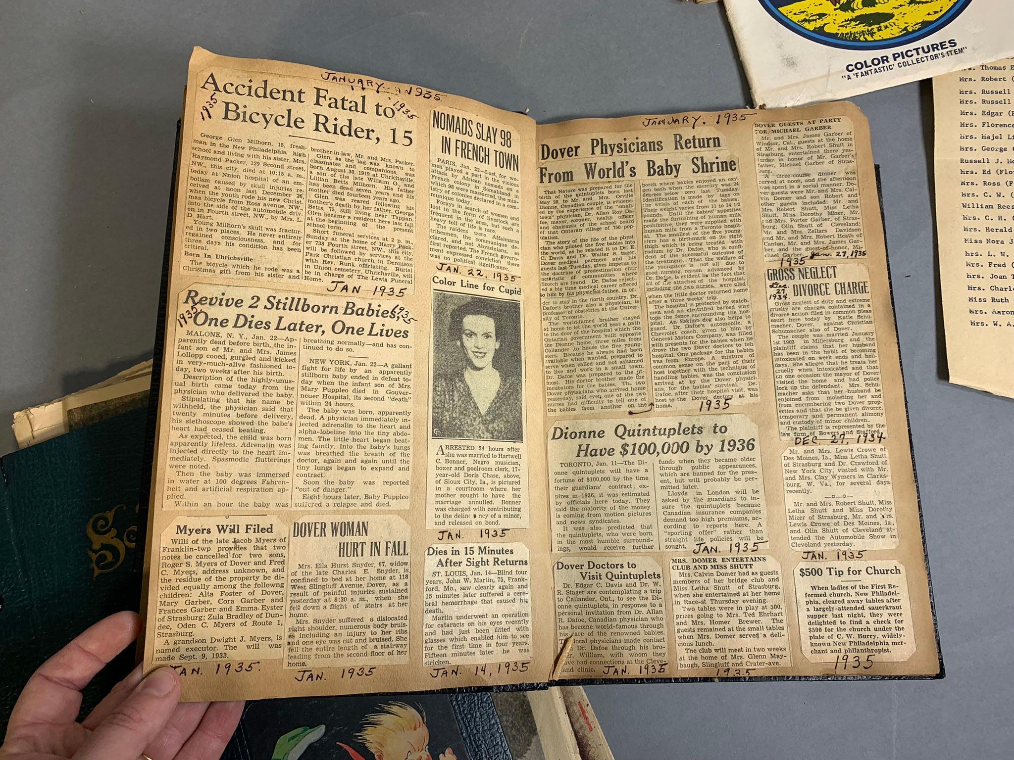 Group Lot Scrapbooks, 1893 Centennial Book, Popular Science and More