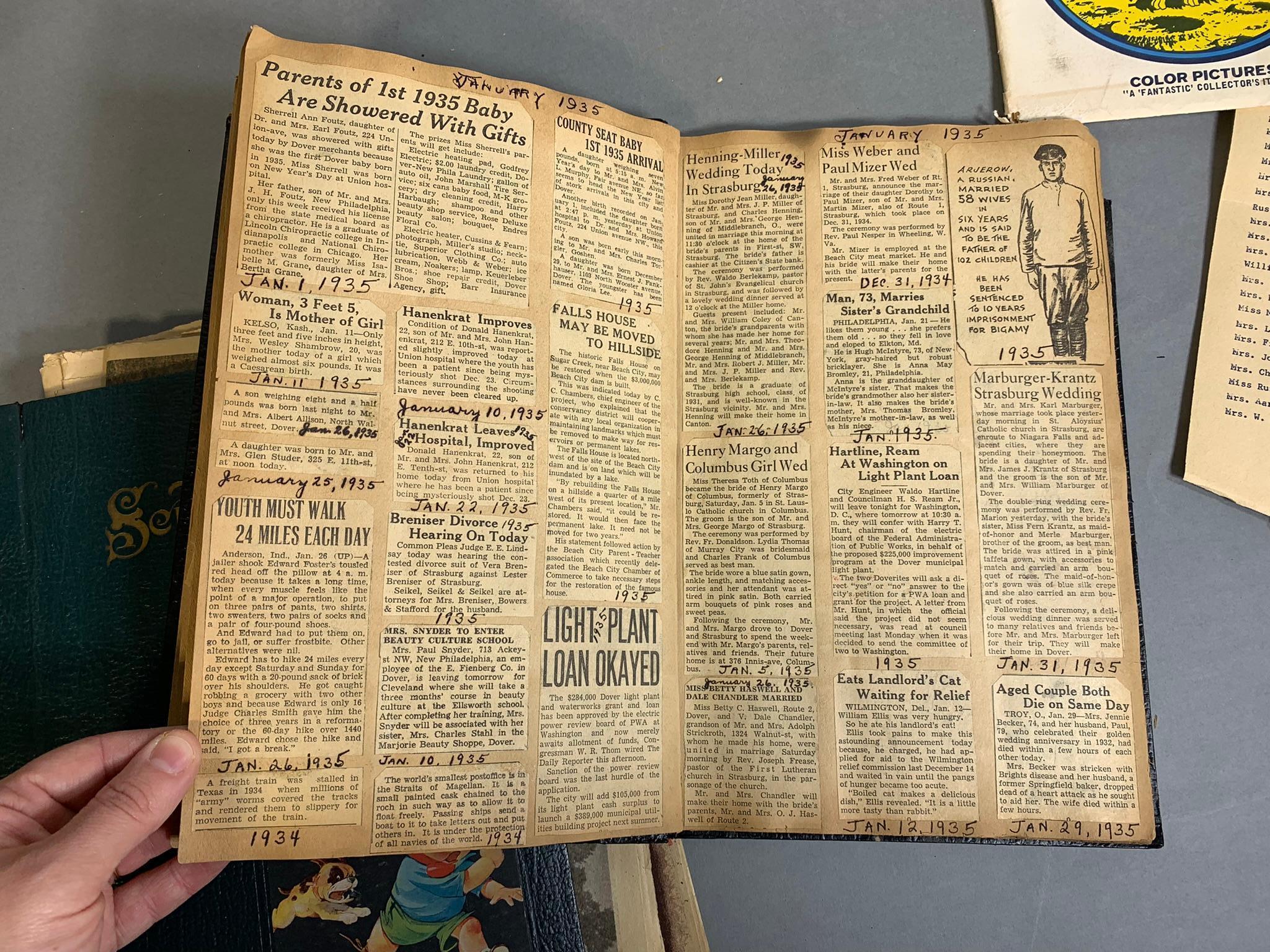 Group Lot Scrapbooks, 1893 Centennial Book, Popular Science and More