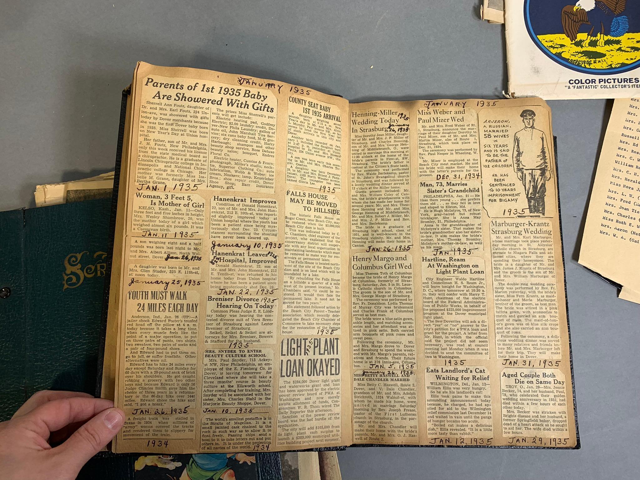 Group Lot Scrapbooks, 1893 Centennial Book, Popular Science and More