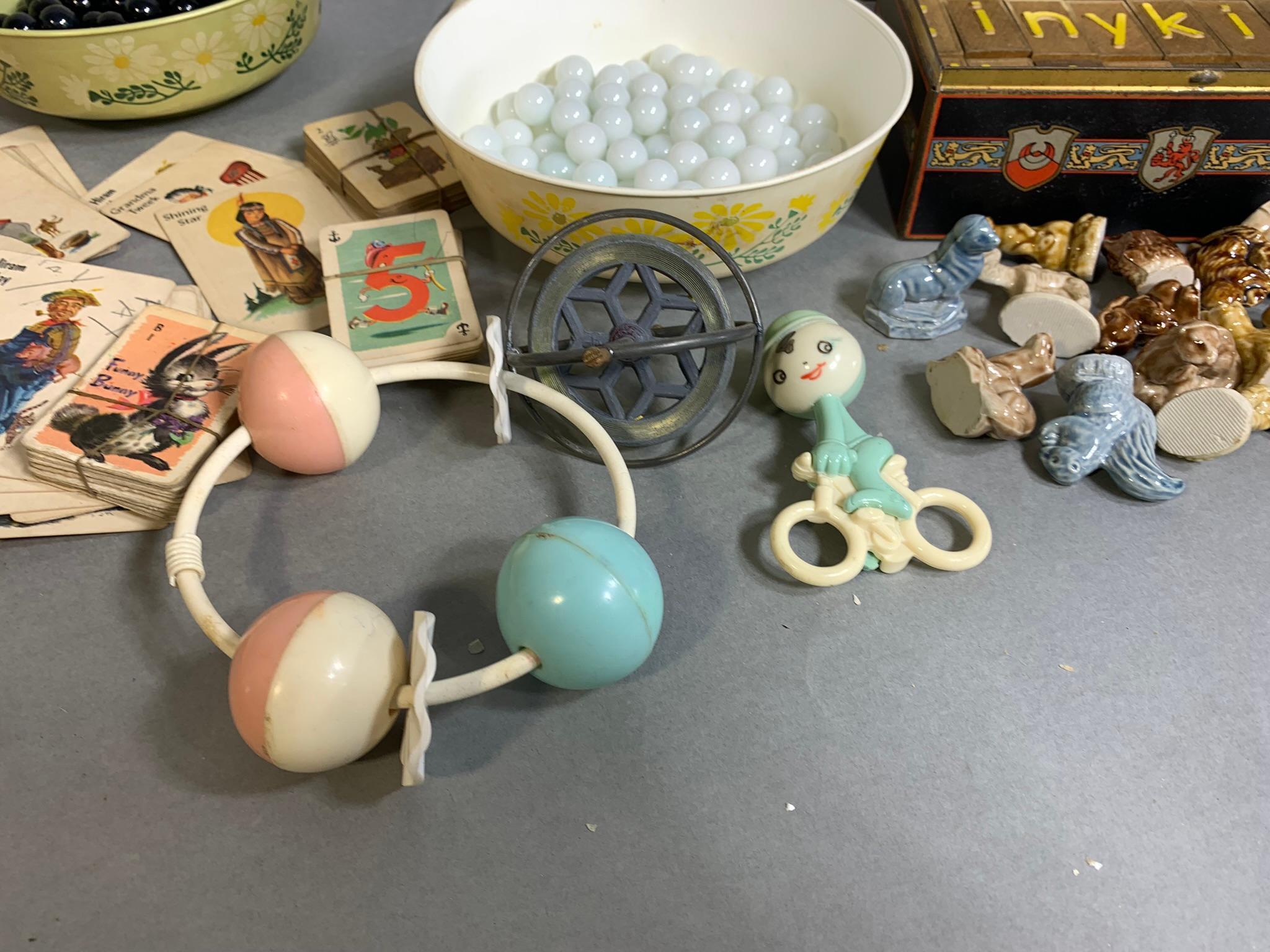 Vintage Dominos, Baby Rattles, Playing Cards & More