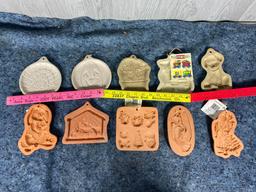 10 Vintage Cookie Molds including, Pumpkin, Dog, Bunny, Christmas, Turkey, and More