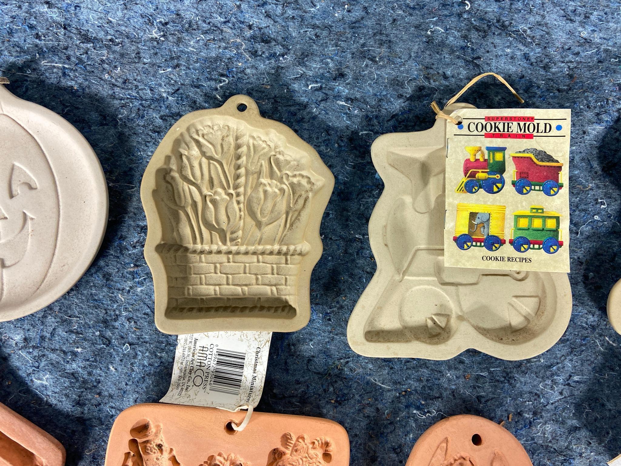 10 Vintage Cookie Molds including, Pumpkin, Dog, Bunny, Christmas, Turkey, and More