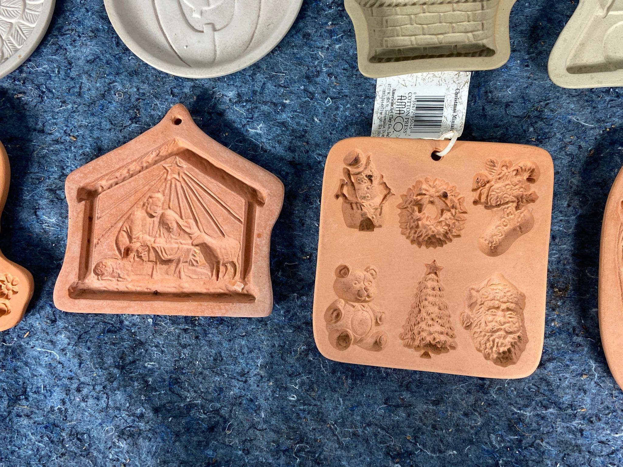 10 Vintage Cookie Molds including, Pumpkin, Dog, Bunny, Christmas, Turkey, and More