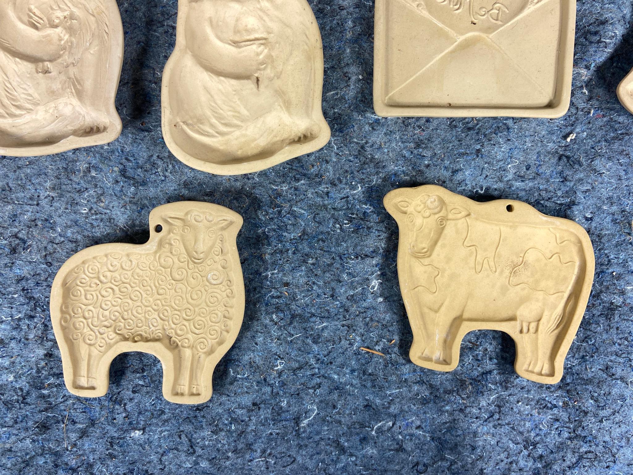 10 Vintage Cookie Molds including Sheep, Cow, Cat and More