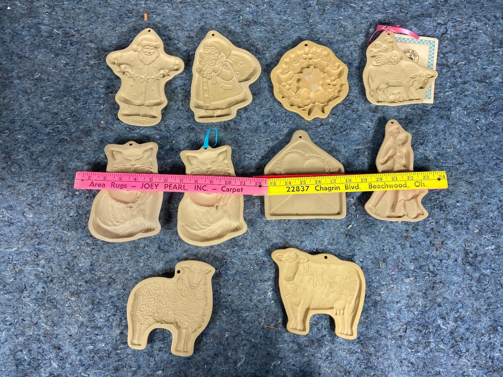 10 Vintage Cookie Molds including Sheep, Cow, Cat and More