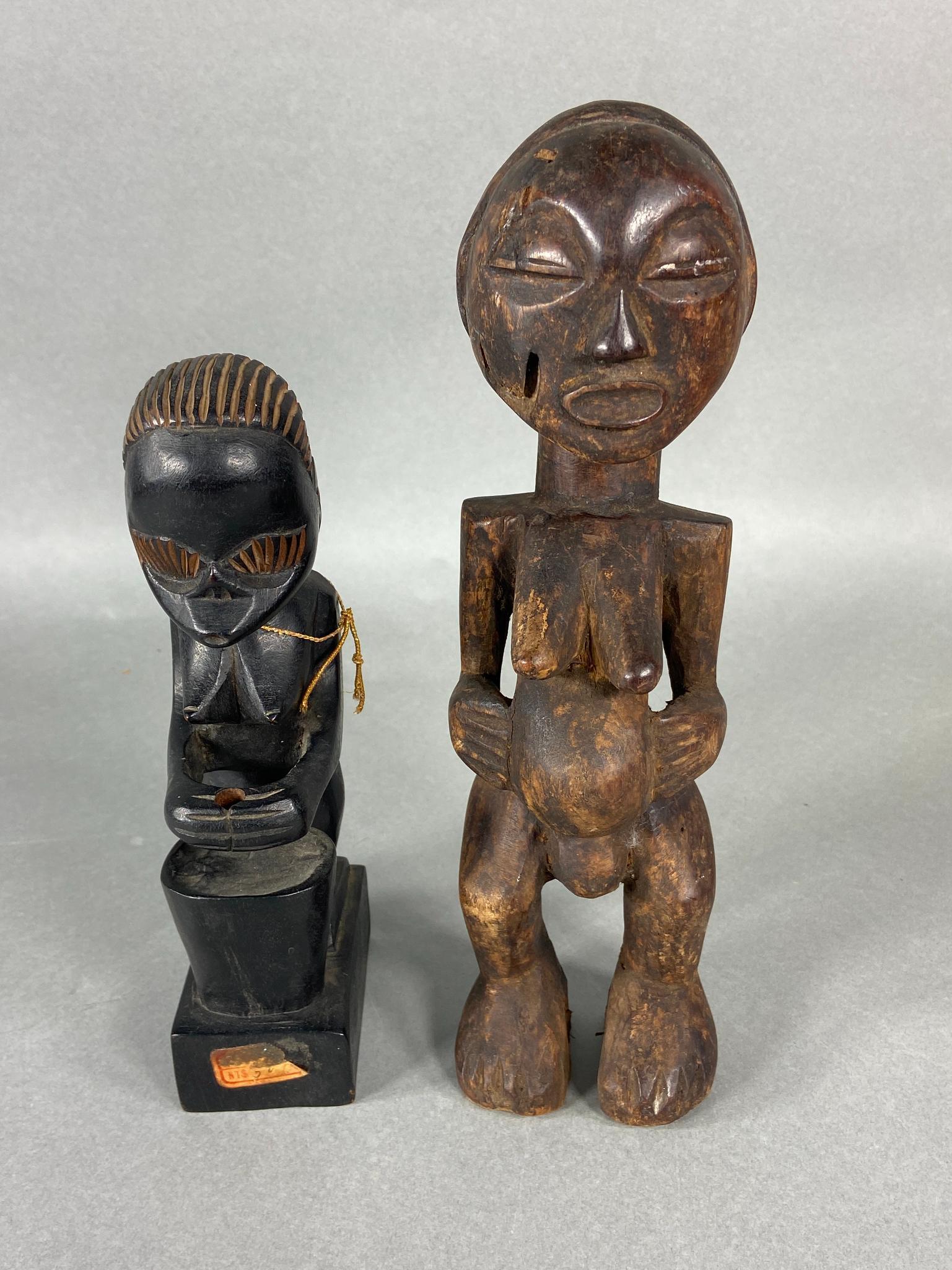 2 Carved Wooden African Tribal Figures