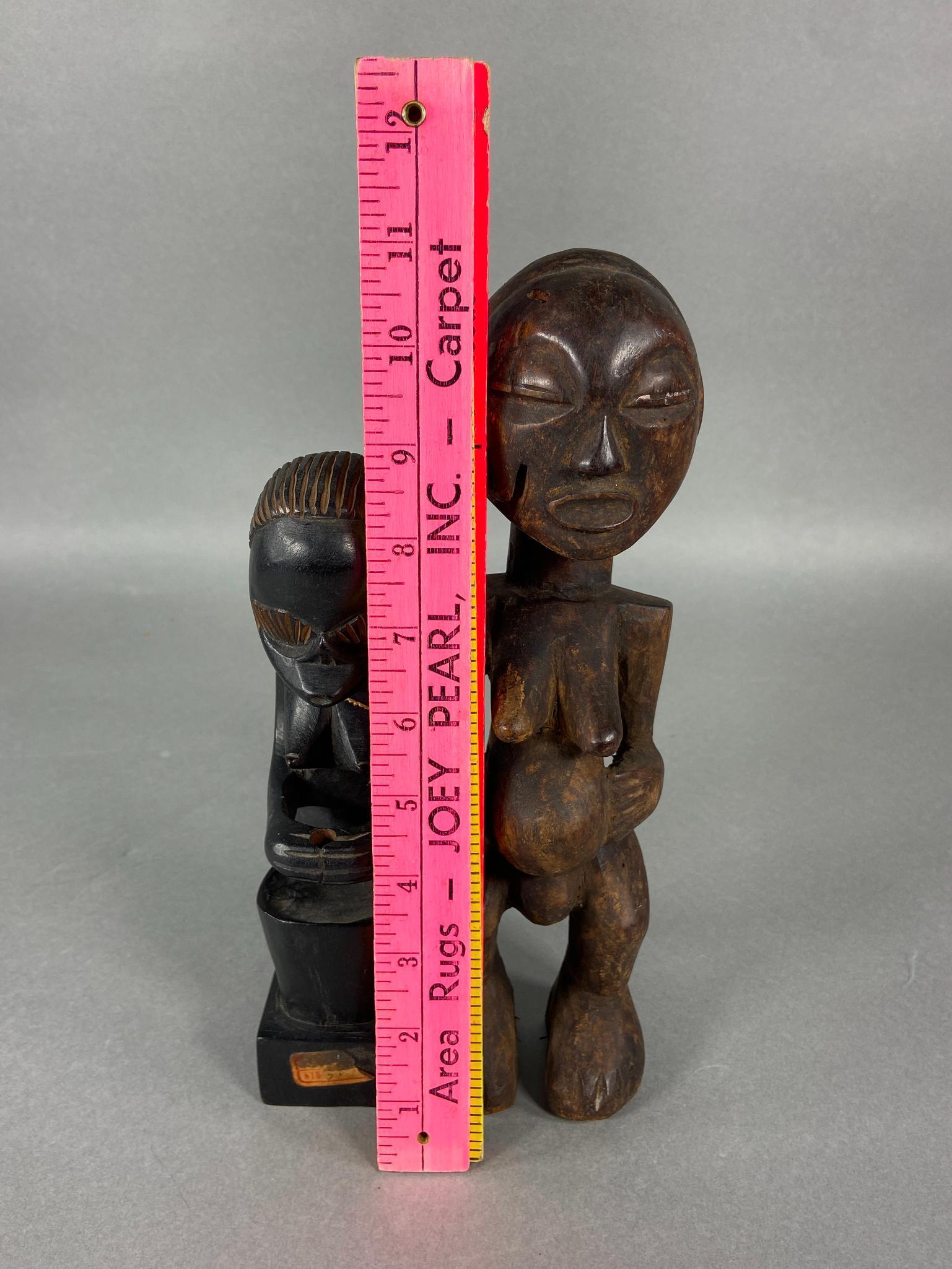 2 Carved Wooden African Tribal Figures