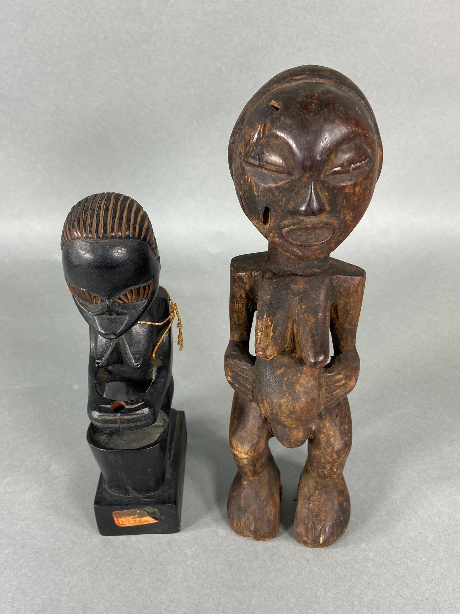 2 Carved Wooden African Tribal Figures