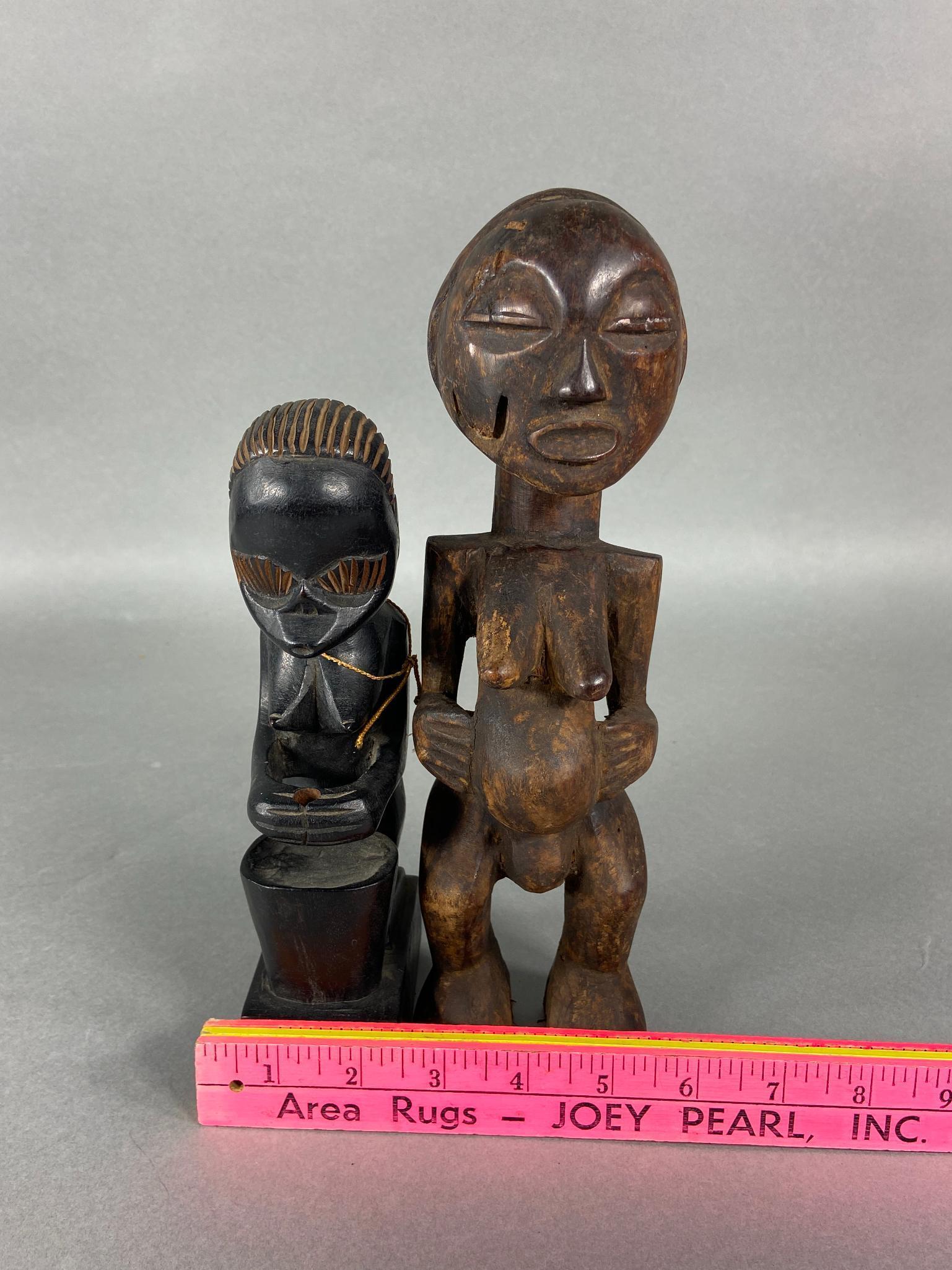 2 Carved Wooden African Tribal Figures