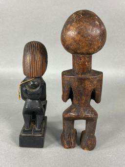 2 Carved Wooden African Tribal Figures