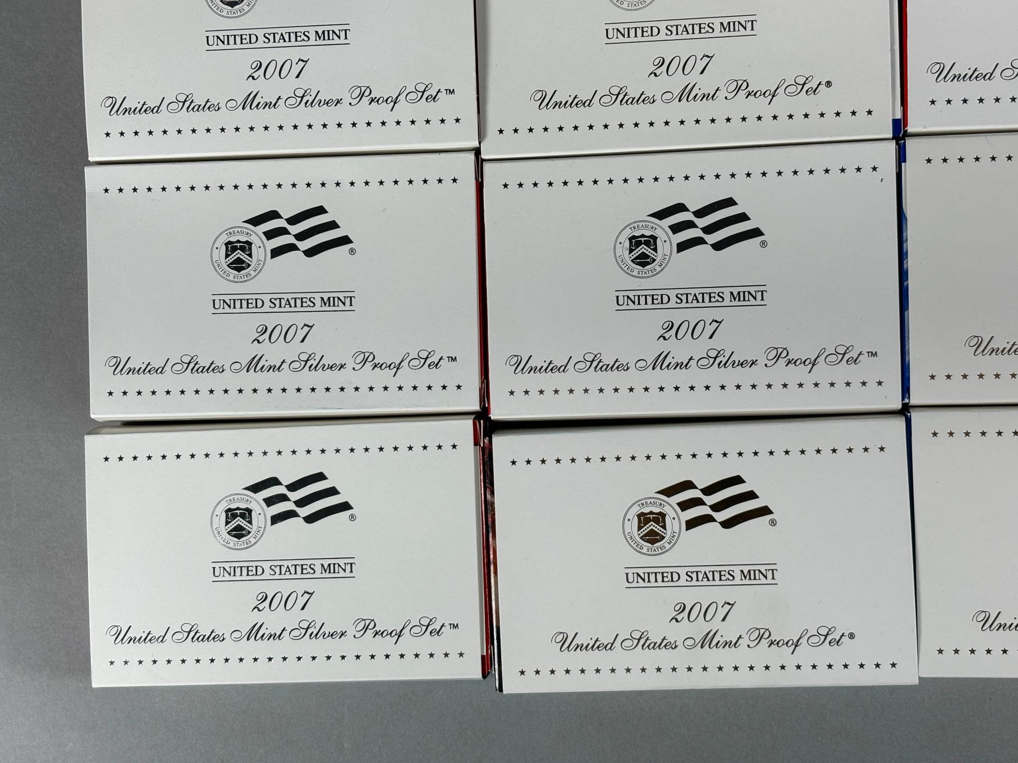 Group of 16 US Mint Silver Proof Coin Sets in Boxes