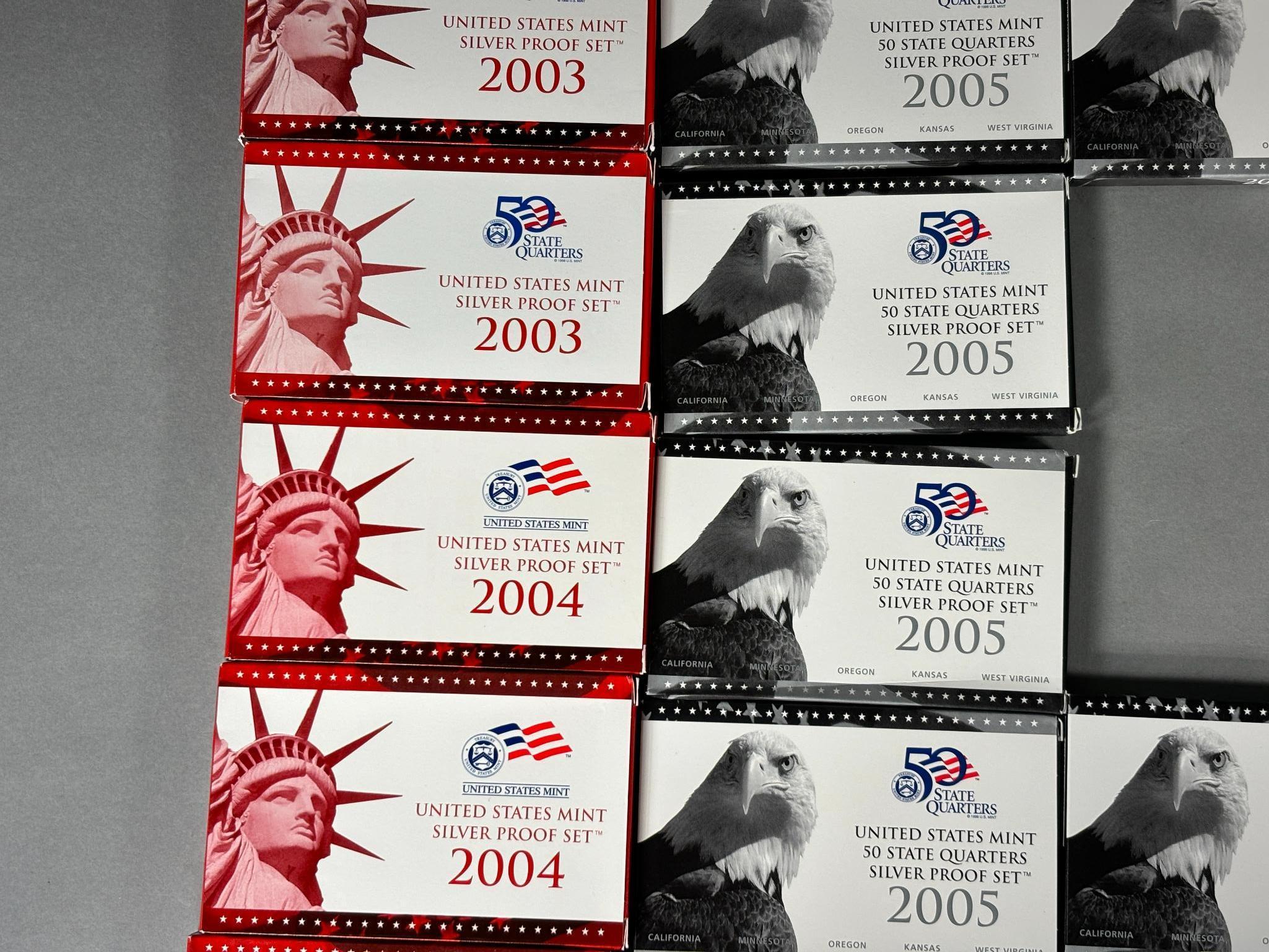 Group Lot of 16 Silver Proof Sets US Mint