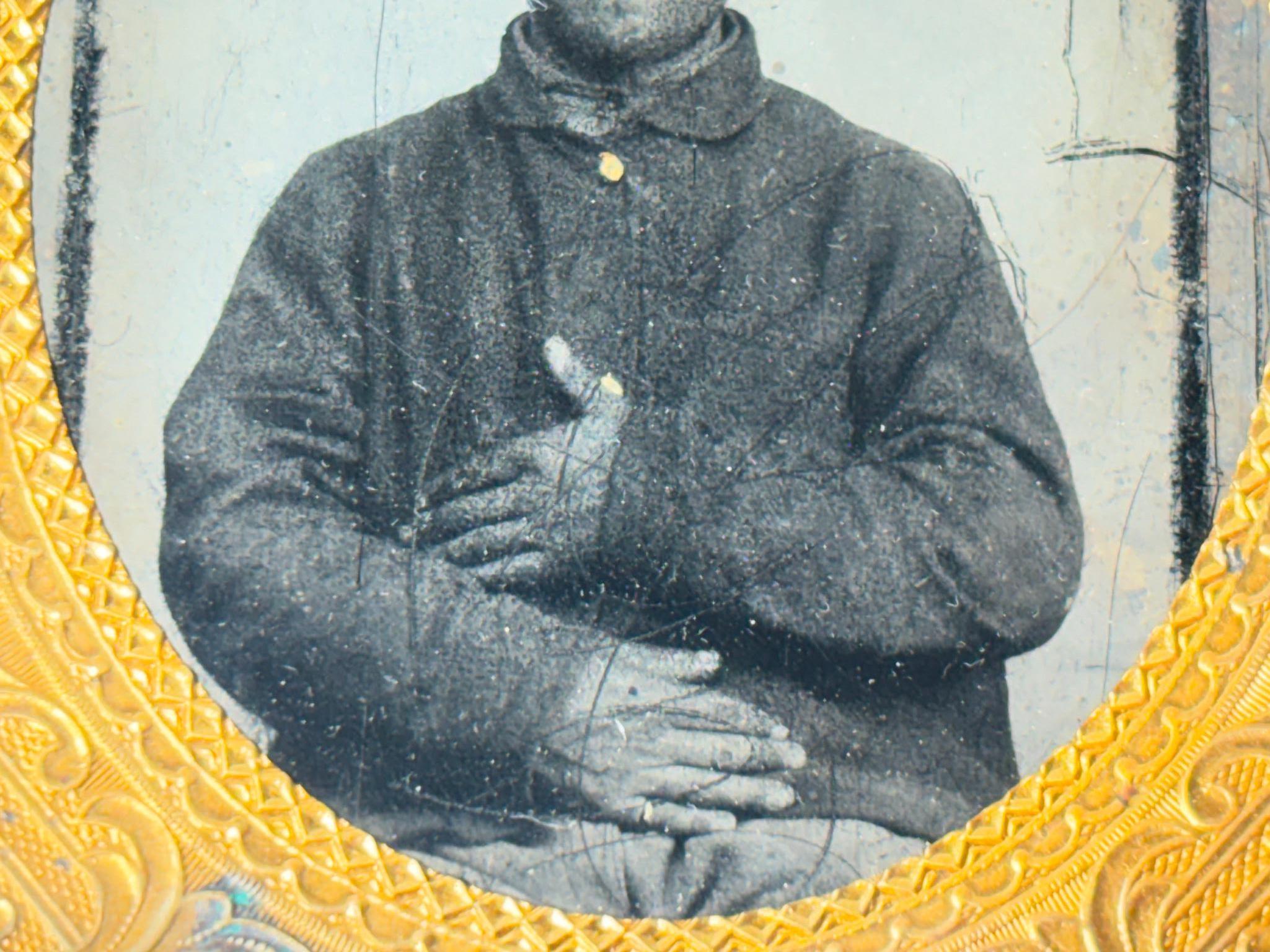 CIVIL WAR TINTYPE SOLDIER "TAKEN IN THE FIELD"