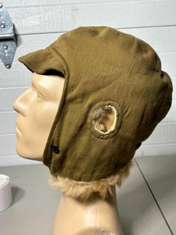 WWII JAPANESE ARMY WINTER HAT W/ NOSE SHIELD