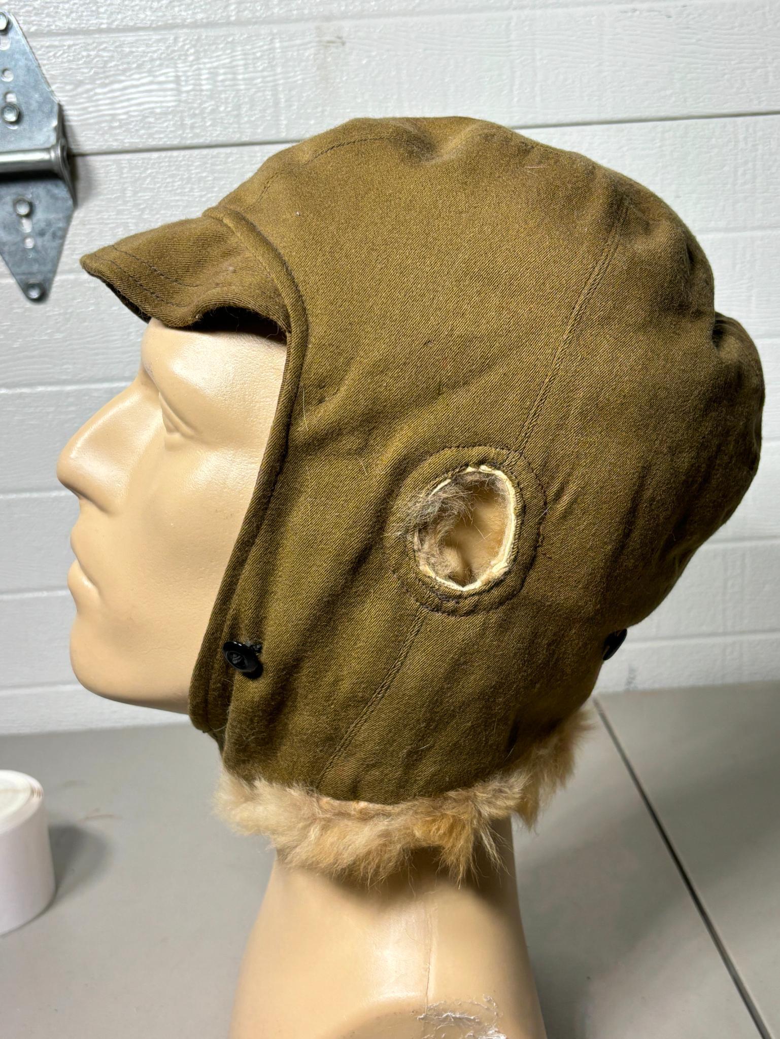 WWII JAPANESE ARMY WINTER HAT W/ NOSE SHIELD