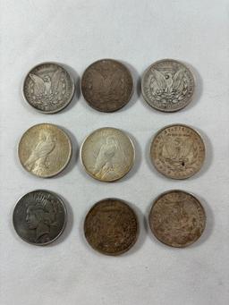 13 Morgan & Peace Silver Dollar Coins