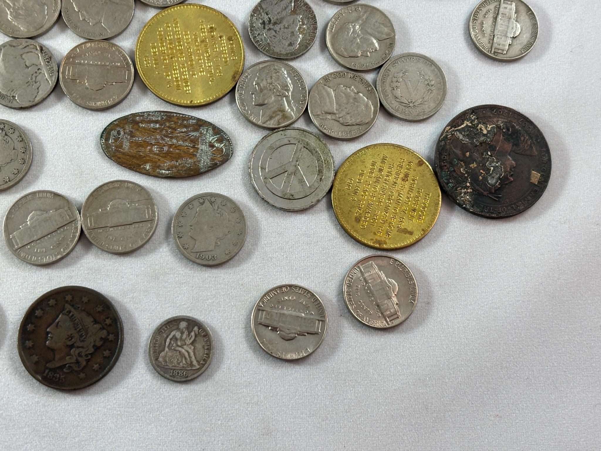 Group Lot of US Coins including 19th c. Dimes, Nickels, Cents