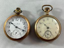 Two Gold Filled Pocket Watches 18 size Dueber Grand 18 Size Elgin