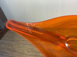 Viking Glass Persimmon Orange Hand Blown Art Glass Bowl Centerpiece Dish