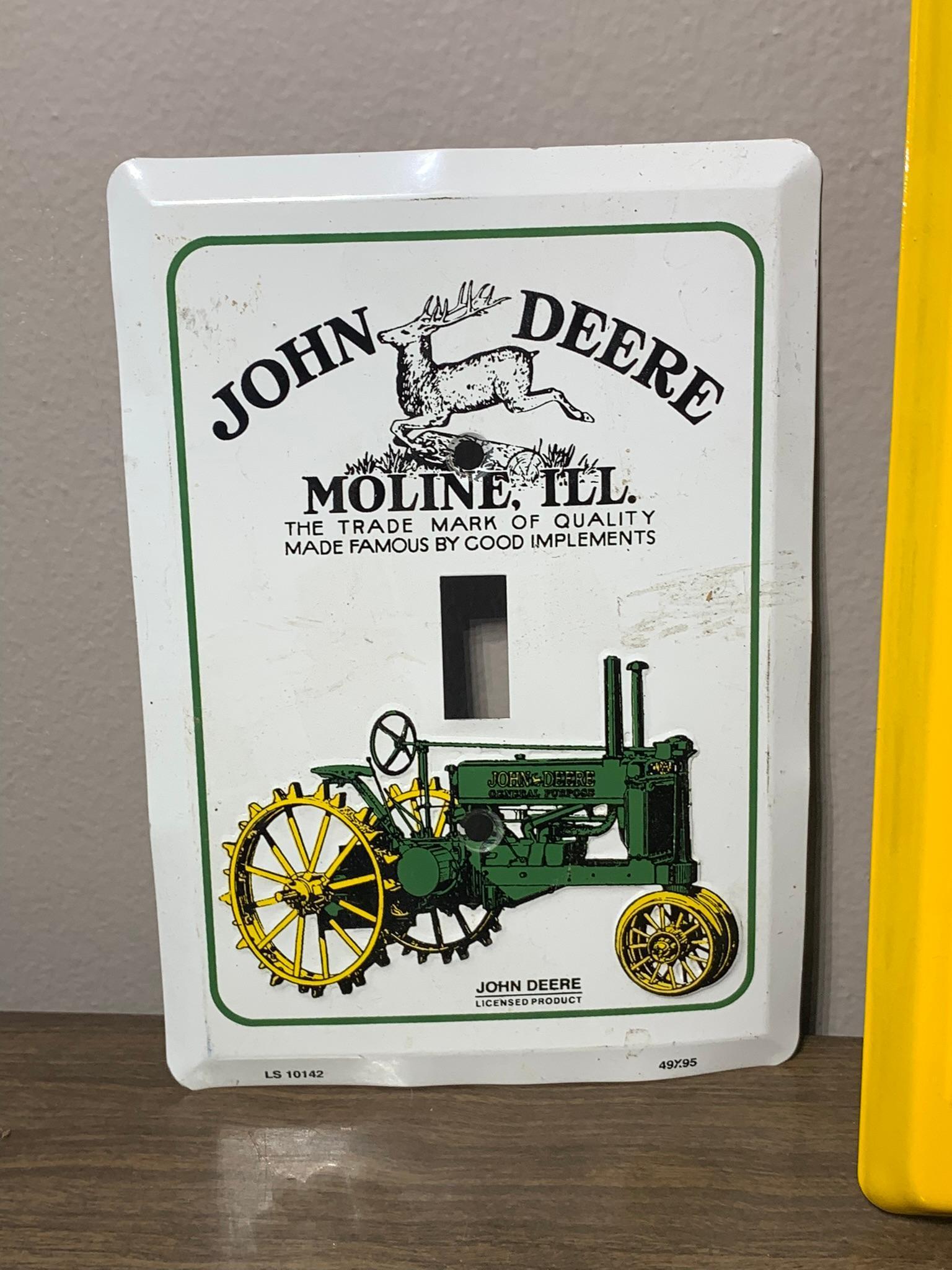 John Deere Signs, Lights, Match Holder, Tin & Thermometer