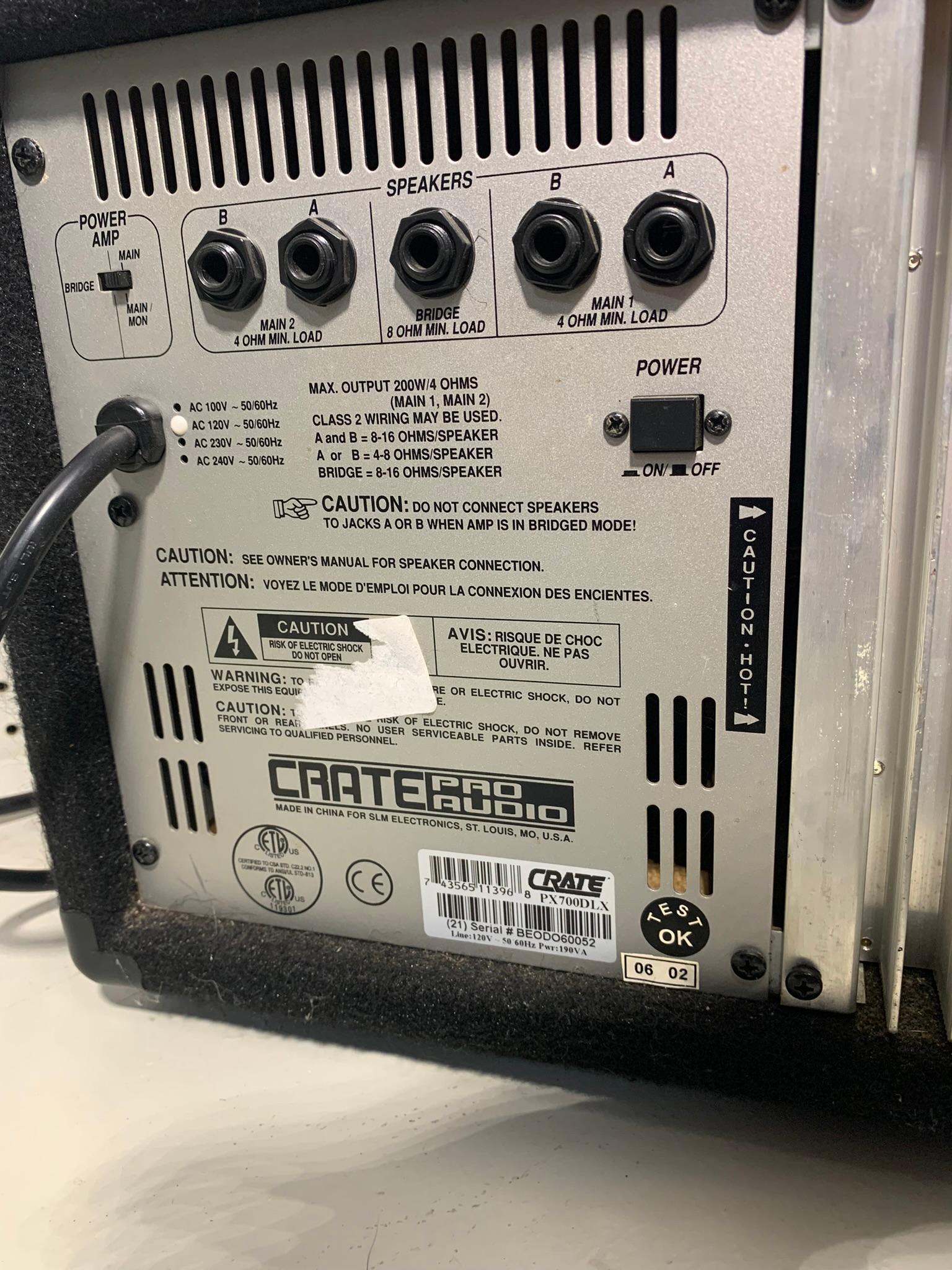 Crate Pro Audio PX700DXL AMP