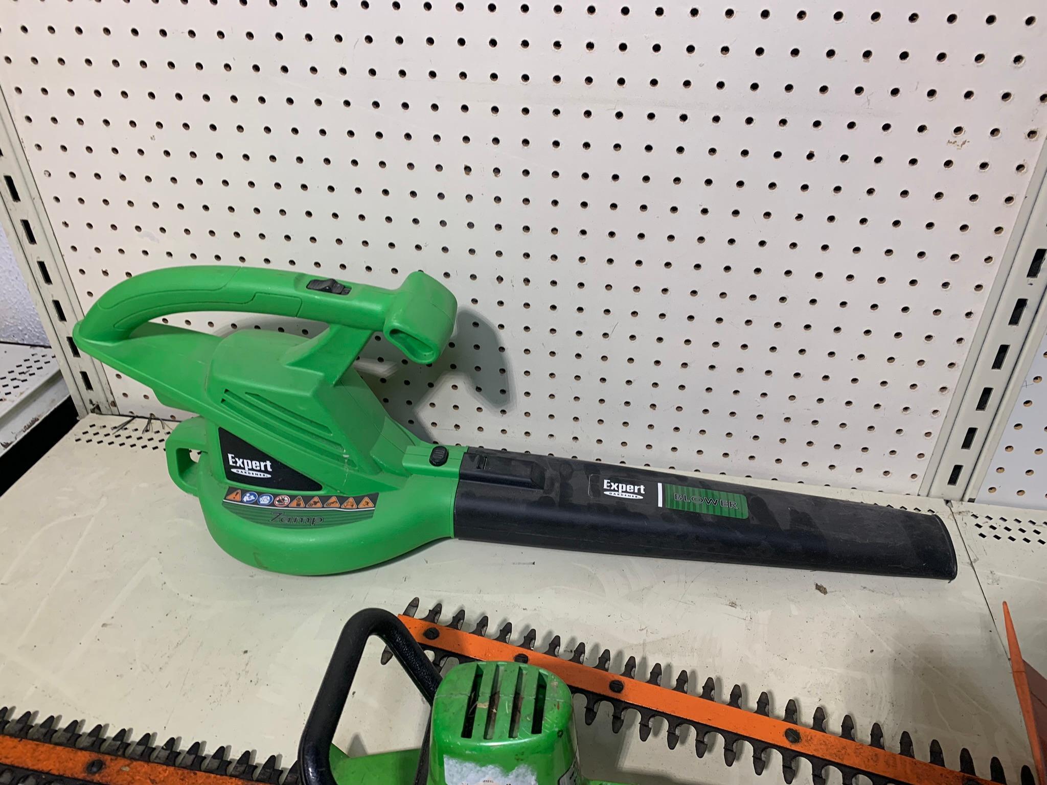 2 Hedge Trimmers and Electric Blower