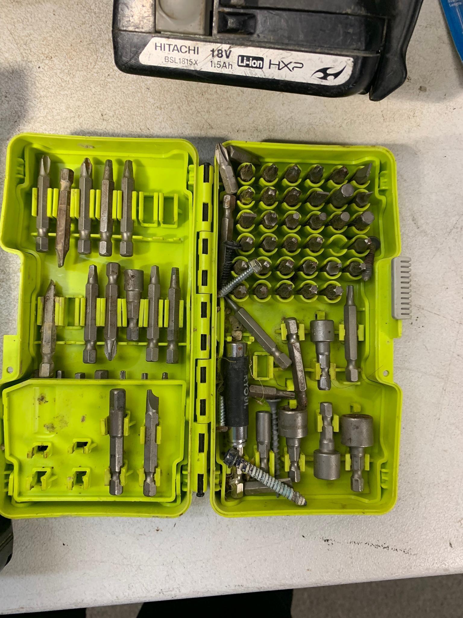 Group of Hitachi Tools & Ryobi Bits