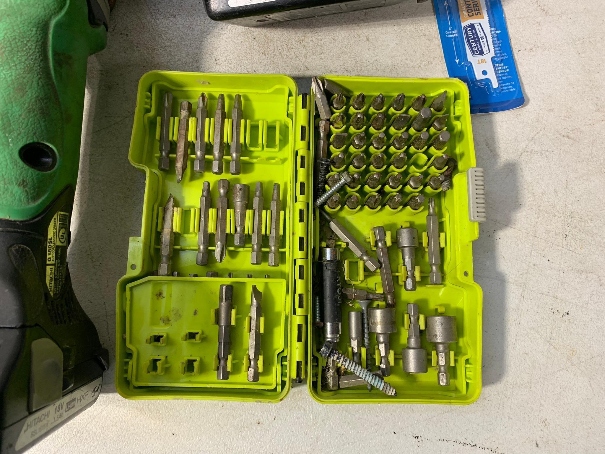 Group of Hitachi Tools & Ryobi Bits