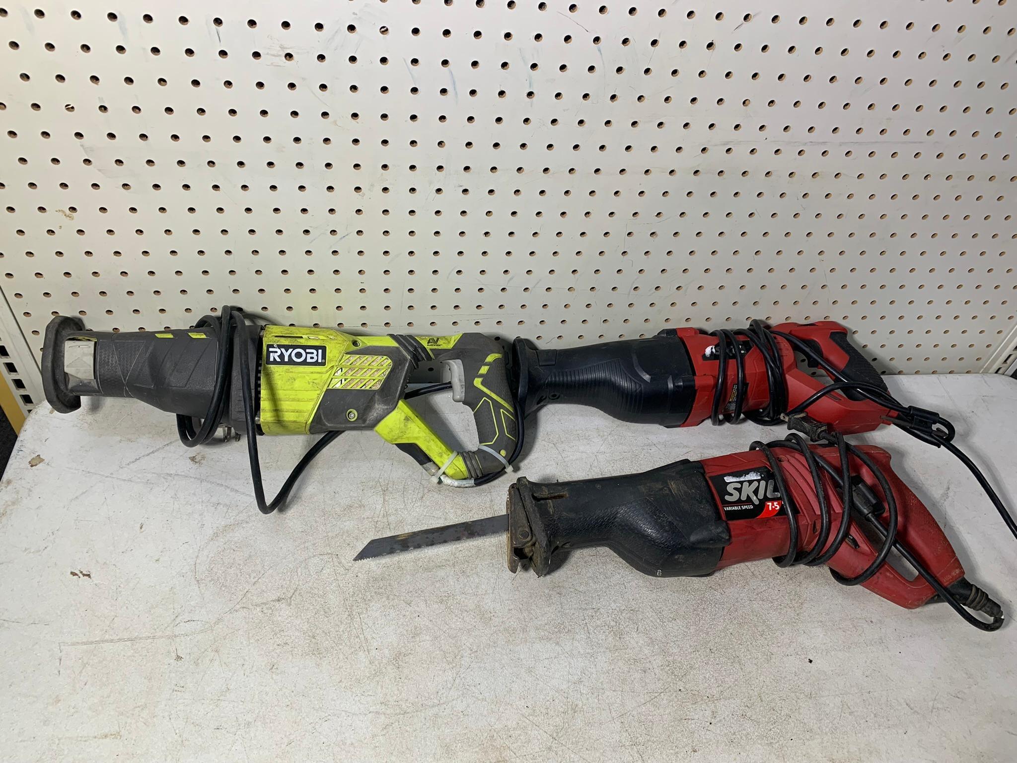 3 Reciprocating Saws including Ryobi & Skil